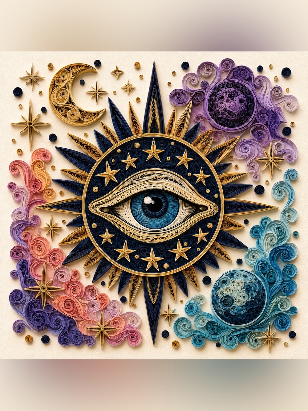 8x8 Black Framed Celestial Evil Eye Wall Art Print